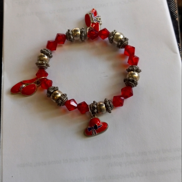 Vtg Red Hat Society Charm Bracelet - Picture 1 of 4